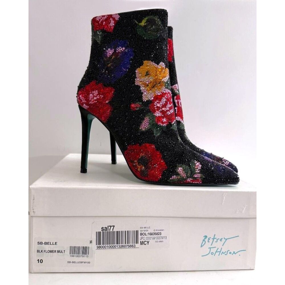 Betsey Johnson Women's Belle Rhinestone Stiletto Heel Booties, NWT! Size 10 - Picture 2 of 13